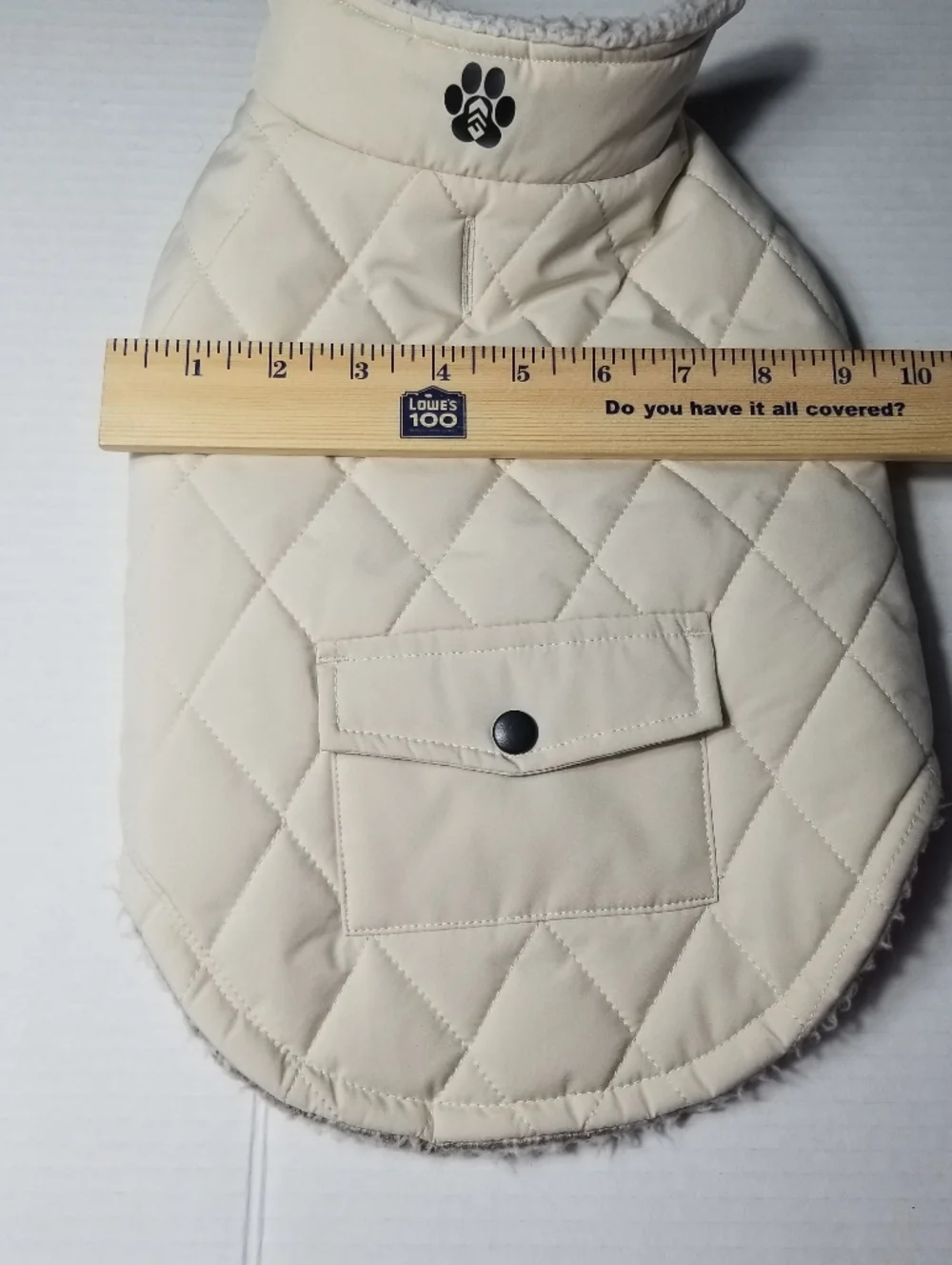 FREE COUNTRY DOG CREAM QUILTED WITH SHERPA COAT SIZE SMALL (RUNS LARGER)